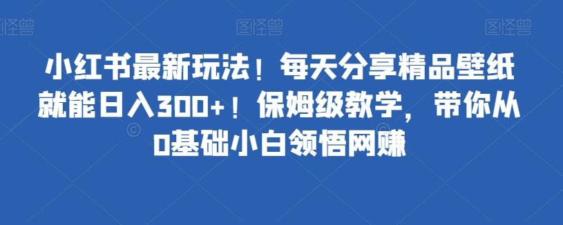 小红书最新玩法！每天分享精品壁纸就能日入300+！保姆级教学，带你从0基础小白领悟网赚-九洲网